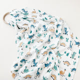 Organic Cotton Bamboo Swaddle Dinosaur Bicycle
