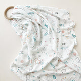 Organic Cotton Bamboo Swaddle Forest Animals